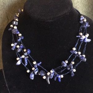 Blue Sodalite Gemstone Multi Strand Necklace S47